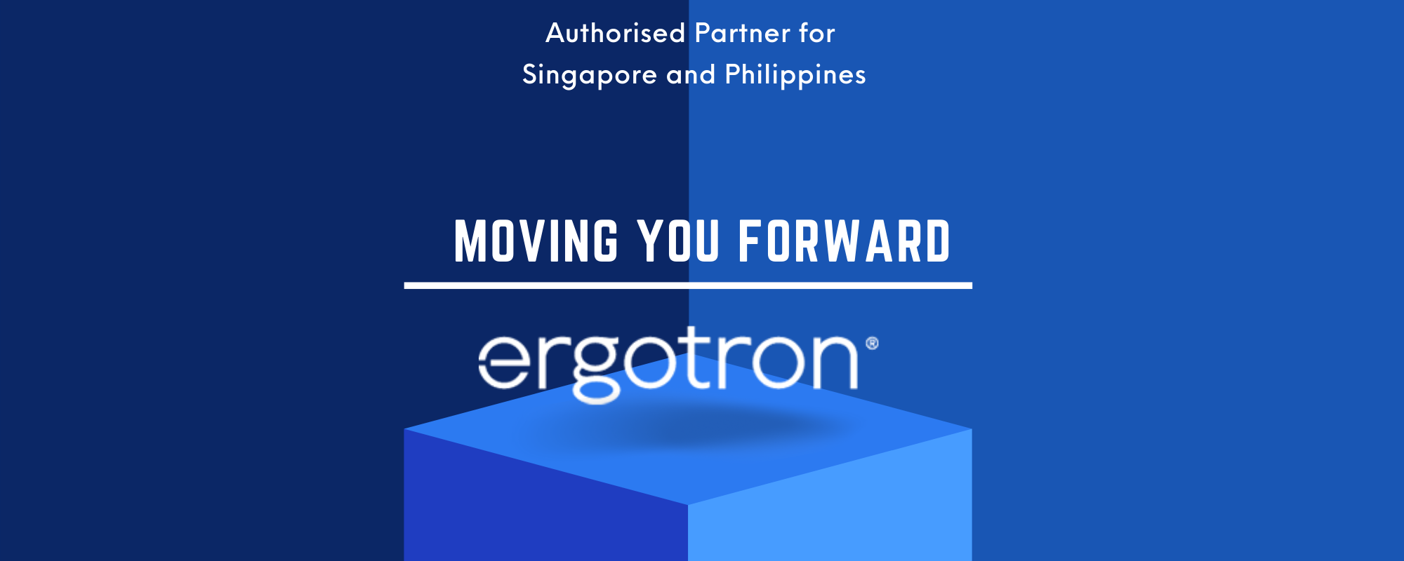 Blue poster about Ergotron and ACP