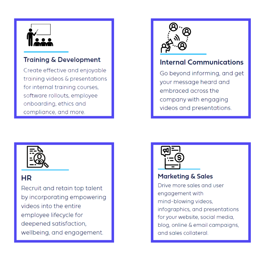 Infographic detailing who uses Powtoon
